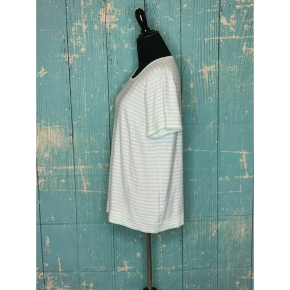 J. CREW White Blue Stripes Short Sleeves Knit Top Size L - Picture 8 of 11